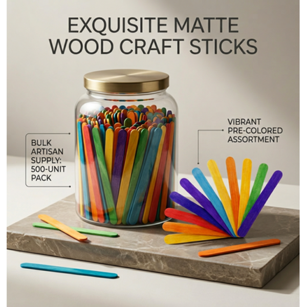 500 Wooden Craft Ice Cream Lollipop Sticks - Natural Wood or Multi-Coloured - Image 6