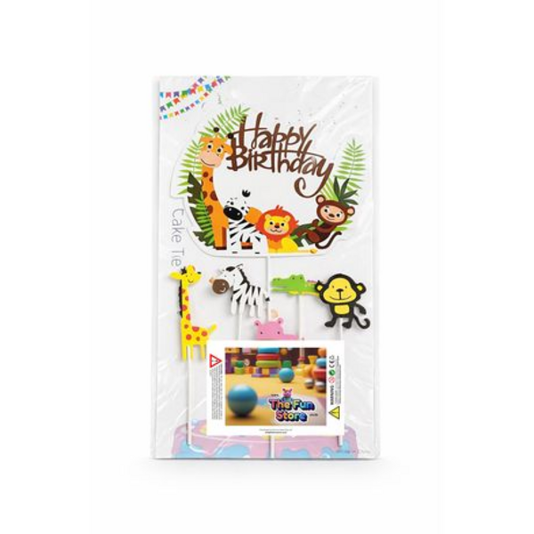 Cake Topper Cupcake Decor Kit - Happy Bday "Wild Animal" Party Event Set - Image 9