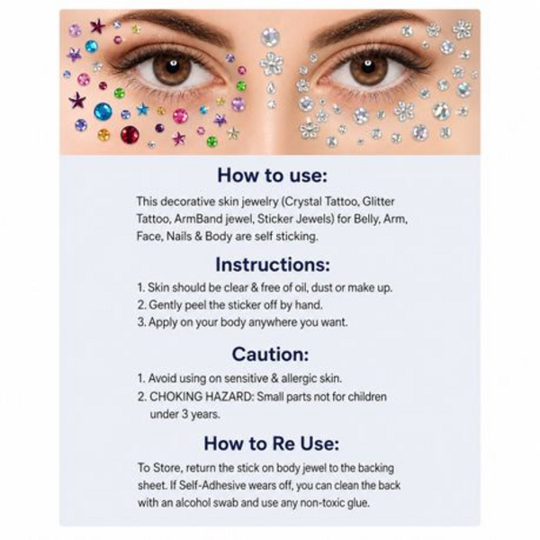 Double Pack of Nordik 3D Shimmering Rhinestone Face and Body Gems - Image 16