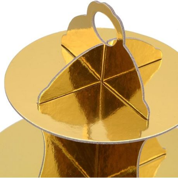 2 x Cupcake Cake Stand - 3-Tier Foil Covered Cardboard in Gold or Silver - Image 17