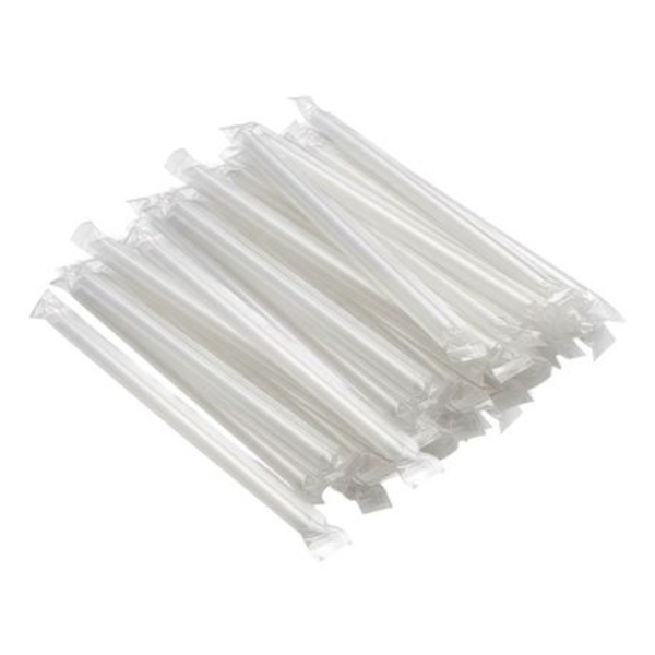 Smoothie Slush Large Jumbo Straws - Clear - Individually Wrapped