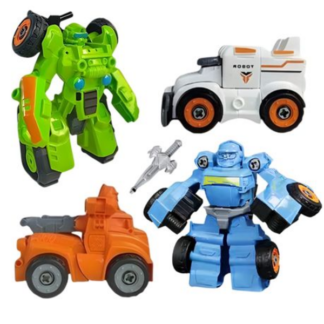 4 x Transforming Robot Car Toys - Robot & Vehicle Modes! Can be Disasebled