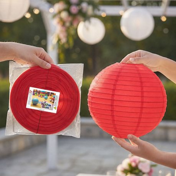 Chinese Paper Lanterns - 5 Pack - Large 40cm Round Hanging Lanterns - Image 9