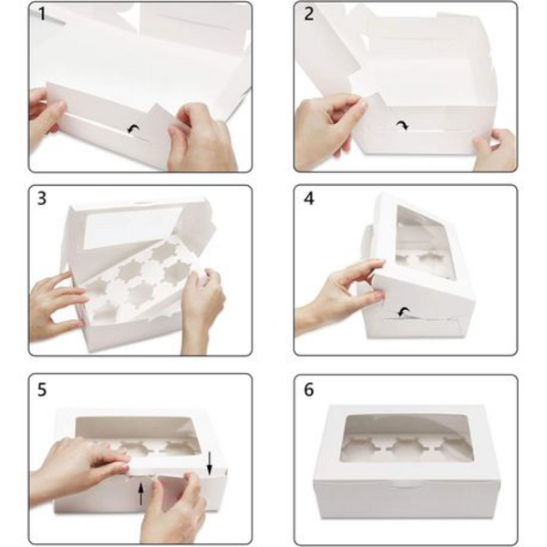 12 Pack Sturdy Cupcake Boxes with Clear Windows - Holds 6 Cupcakes per Box - Image 7