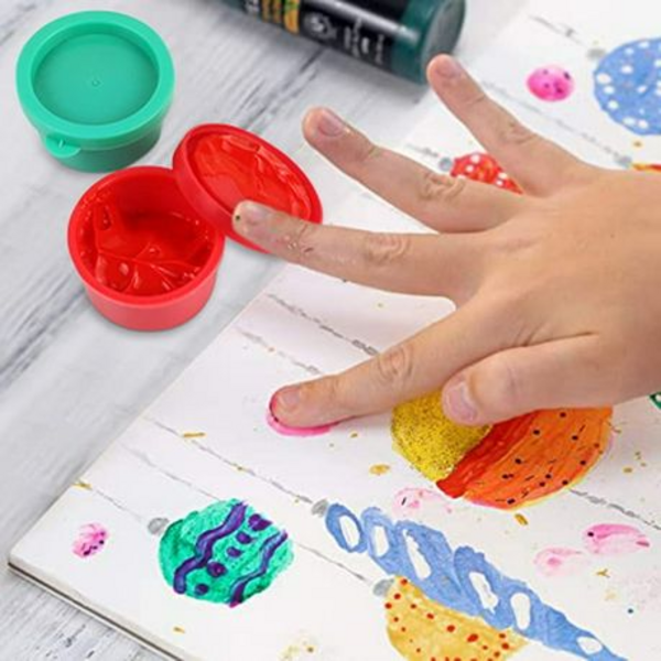 Unleash Creativity - Kids Finger Paint Art Set with 6 Colors and 3 Canvas