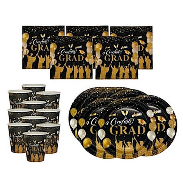 60Pc Elegant Graduation Celebration Set - Disposable Plates, Napkins & Cups - Image 3