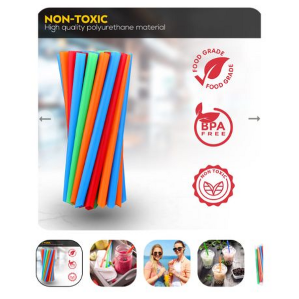 Vibrant Smoothie Straws - 200 Pack of Colourful Jumbo Straws - Image 2