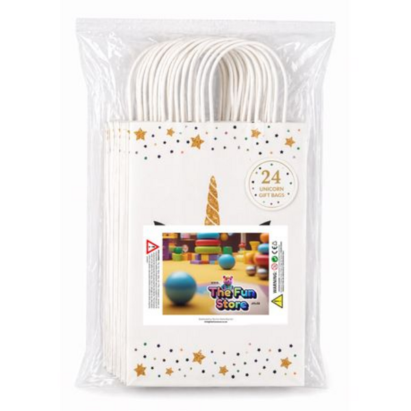 White unicorn gift bags with handles set of 24 party packs - Image 8