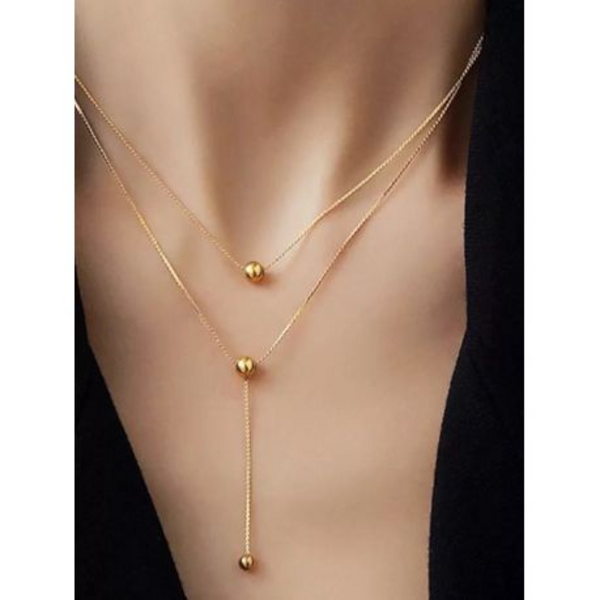 Elevate Your Style: The Double-Layered Y-Necklace with Sphere Charm