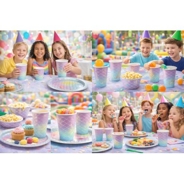 Shimmering Mermaid Shell Party Pack-40pc Disposable Tableware for 20 Guests - Image 5