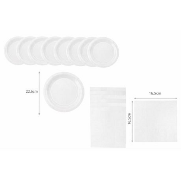Disposable Party Set for 30 - White Paper Plates, Cups & Napkins Combo Pack - Image 11