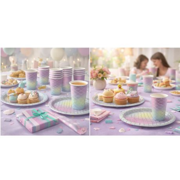 Shimmering Mermaid Shell Party Pack-40pc Disposable Tableware for 20 Guests - Image 2