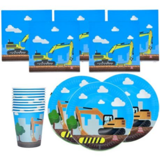 Construction Themed 60-Piece Bulk Disposable Kids Party Pack