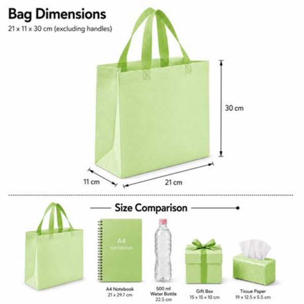 12 Pack Non-Woven Reusable Tote Gift Shopping Bags with Handles - Image 32