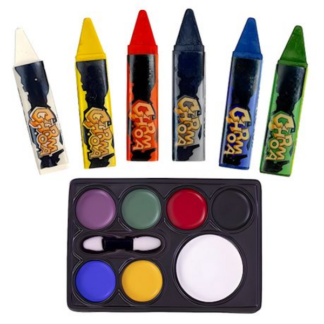 13pc Face Paint Set - 7 Colour Palette AND 6 Face Painting Crayons