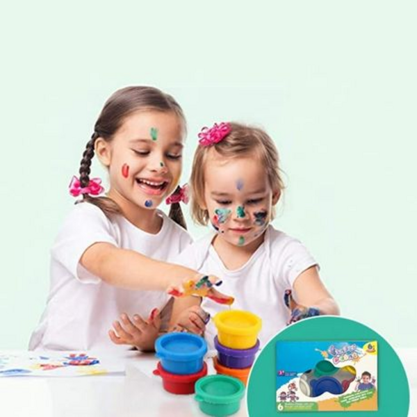 Unleash Creativity - Kids Finger Paint Art Set with 6 Colors and 3 Canvas
