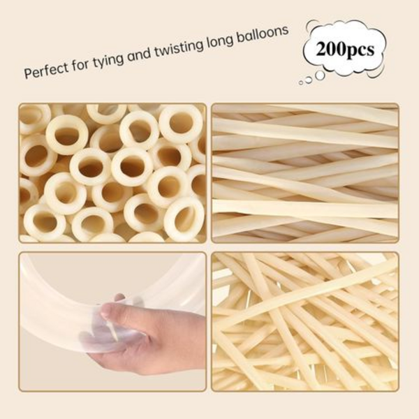 200-Count Long Latex Modeling Balloon Kit- White & Natural Hand Pump