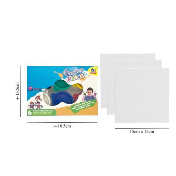 Unleash Creativity - Kids Finger Paint Art Set with 6 Colors and 3 Canvas