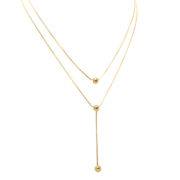 Elevate Your Style: The Double-Layered Y-Necklace with Sphere Charm