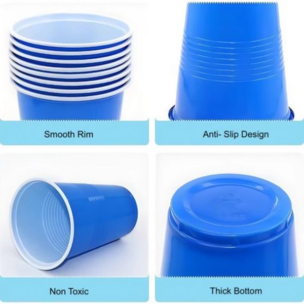 60 x 450ml Durable Disposable Plastic Cups for Parties & Events