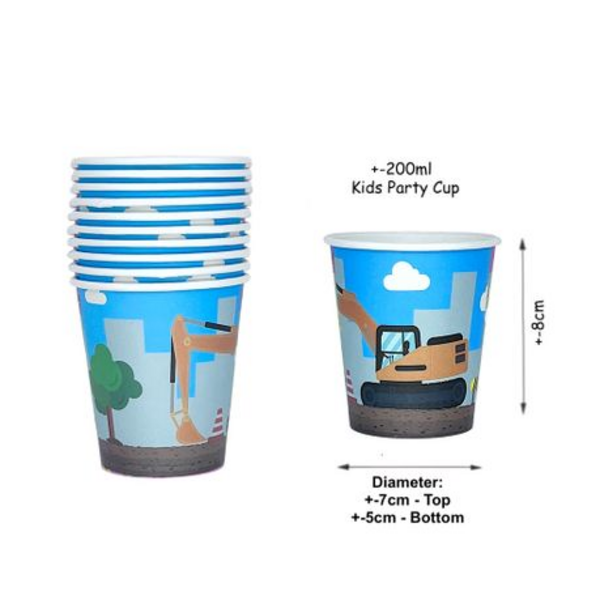 Construction Themed 60-Piece Bulk Disposable Kids Party Pack - Image 3
