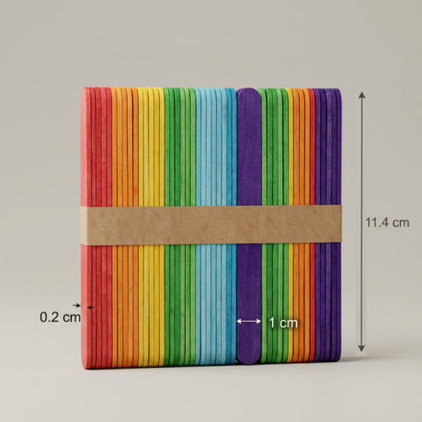 500 Wooden Craft Ice Cream Lollipop Sticks - Natural Wood or Multi-Coloured - Image 3