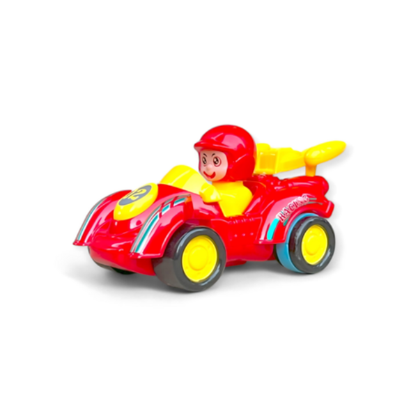 3 Piece Kids Pull Back & Go Inertia FI Racing Cars - Red Yellow & Blue - Image 3