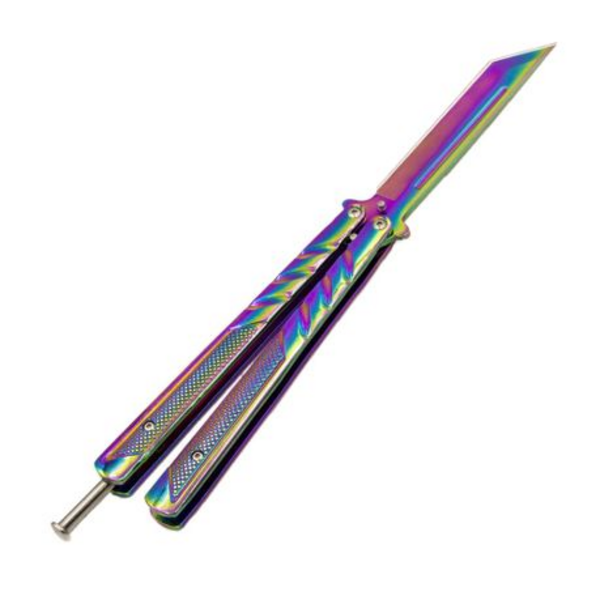 Temper Steel Coloured Butterfly Knife (Rainbow)