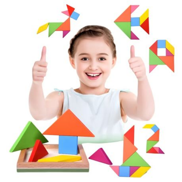 Unleash Creativity - Kids Mini Wooden Building Block Set + Tangram Puzzle! - Image 6
