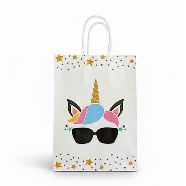 White unicorn gift bags with handles set of 24 party packs - Image 4