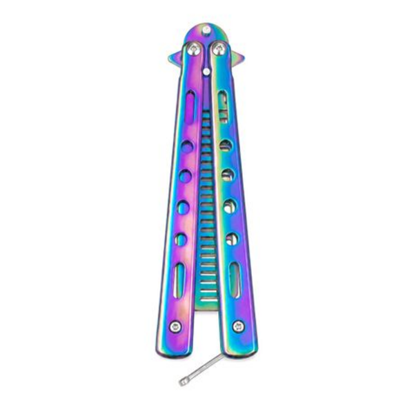 Trainer Non Sharp Butterfly Comb Knife - Rainbow Multi Colour Practice Tool