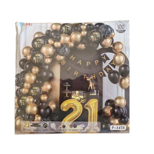 Gold 21st Birthday Balloon Garland