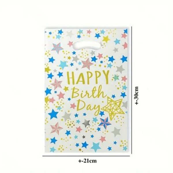 40-Piece Happy Birthday Star Patterned Foil Bags with Handles