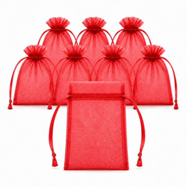 50 Organza 13cm x 18cm Bags in White, Black, Gold, Silver, Black and Red - Image 13