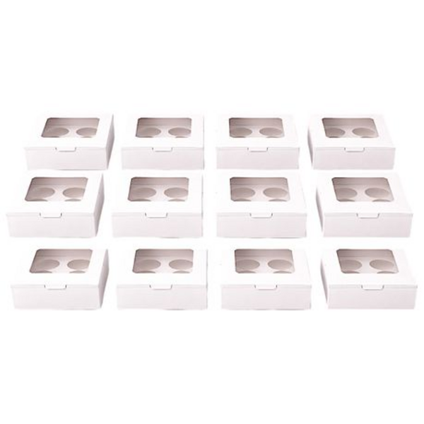 12 Pack Sturdy Cupcake Boxes with Clear Windows - Holds 4 Cupcakes per Box - Image 2