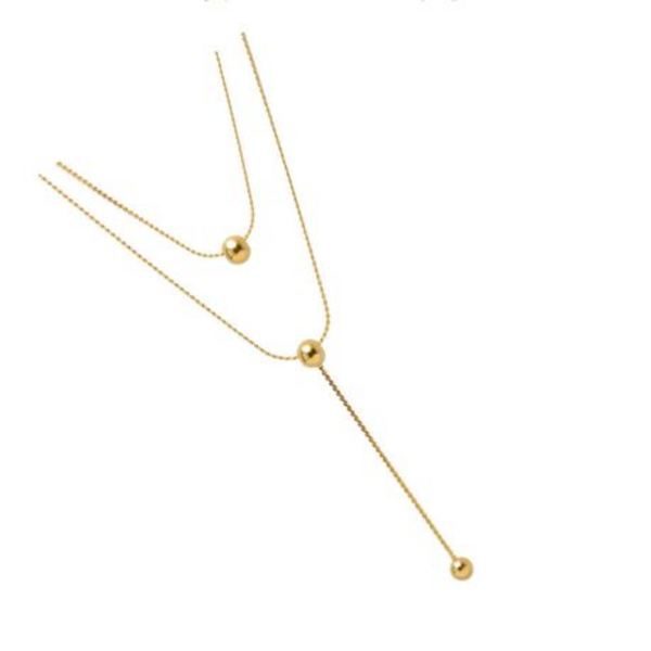 Elevate Your Style: The Double-Layered Y-Necklace with Sphere Charm