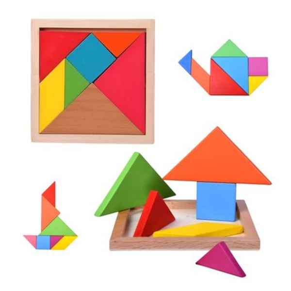 Unleash Creativity - Kids Mini Wooden Building Block Set + Tangram Puzzle! - Image 5
