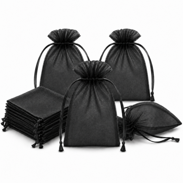 50 Organza 13cm x 18cm Bags in White, Black, Gold, Silver, Black and Red - Image 6