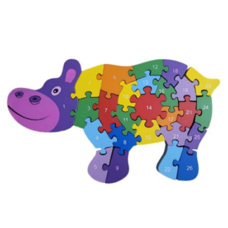 Unleash Your Child's Curiosity with our Hippo Shaped Wooden Puzzle