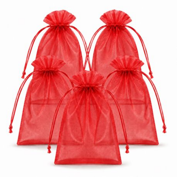 50 Organza 17cm x 23cm Bags in White, Black, Gold, Silver, Black and Red - Image 30