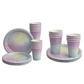 Shimmering Mermaid Shell Party Pack-40pc Disposable Tableware for 20 Guests