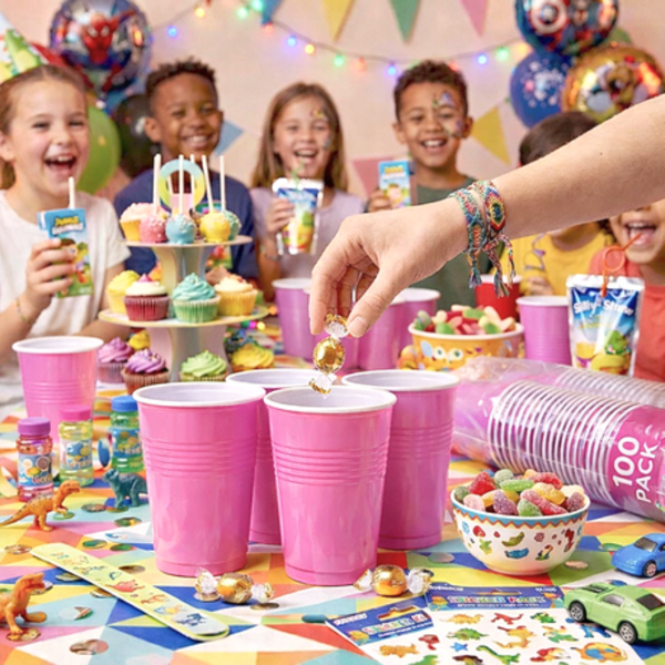 100 Pink Disposable Party Cups - 470ml / 16oz Sturdy Plastic Drinking Cups - Image 5