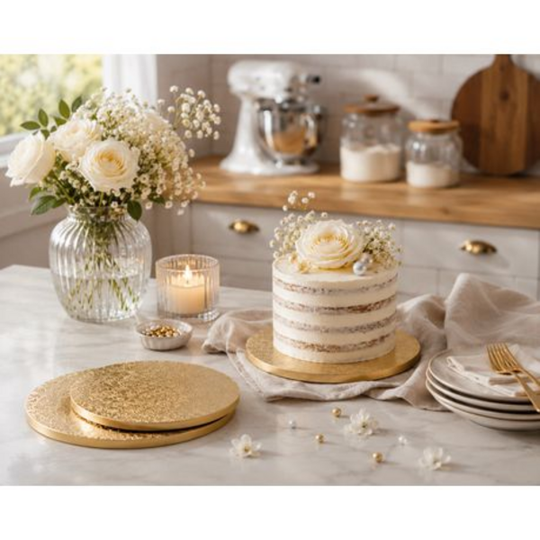 2 Pack 25cm Foil Covered Round Cake Boards - Flower Embossed - Image 17
