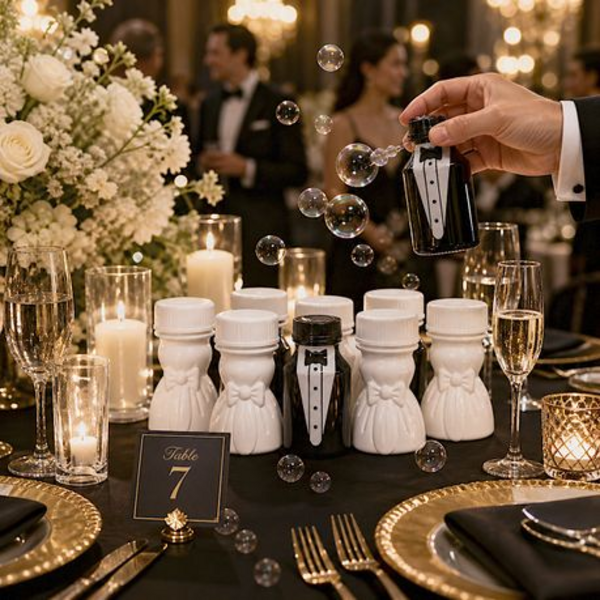 Wedding Bubble Bottles - Bride & Groom Shaped Party Favors - 24 Pack - Image 5
