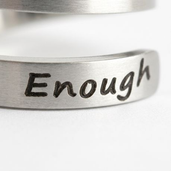 Silver Ring - " I am Enough " Adjustable Wrap Ring - Empower Yourself - Image 3