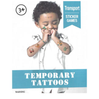 Kids Mixed Pack TRANSPORT Theme Coloured StickerTemporary Tattoos Boys Gift