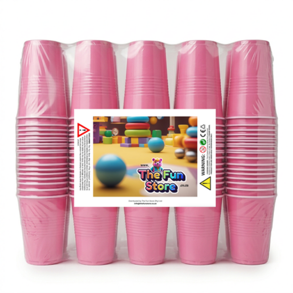 100 Pink Disposable Party Cups - 470ml / 16oz Sturdy Plastic Drinking Cups - Image 2