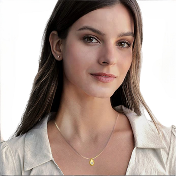 Golden Gleam: The Pear-Shaped Pendant with Zircon Zazzle! - Gold - Image 5