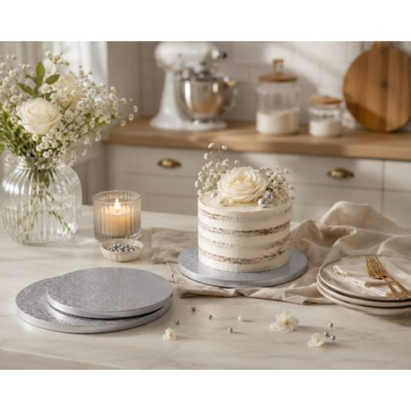 2 Pack 25cm Foil Covered Round Cake Boards - Flower Embossed - Image 28
