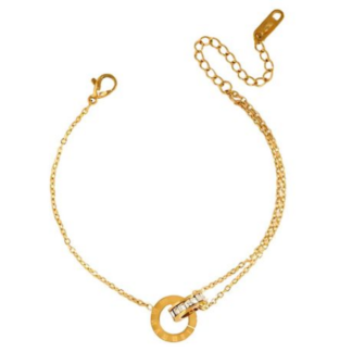 Athena Classic Interlocking Roman Numeral & Zircon Halo Bracelet in "Gold"